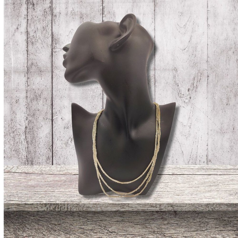 Liz Claiborne Vintage Sterling Silver Woven Chain Beaded 3 Strand Necklace